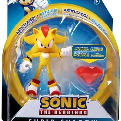 Outlet ❤️ Sonic The Hedgehog Basic Wave 4 Super Shadow Action Figure [Modern, with Chaos Emerald] 💯