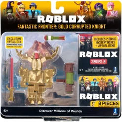 Flash Sale 🔔 Roblox Fantastic Frontier: Gold Corrupted Knight Action Figure [2 Bonus Mystery Packs!] 😍